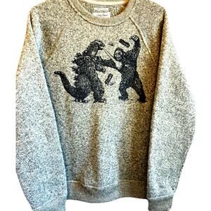 Lucky Brand Godzilla vs King Kong Fleece Sweatshirt Graphic Print Retro Mens L
